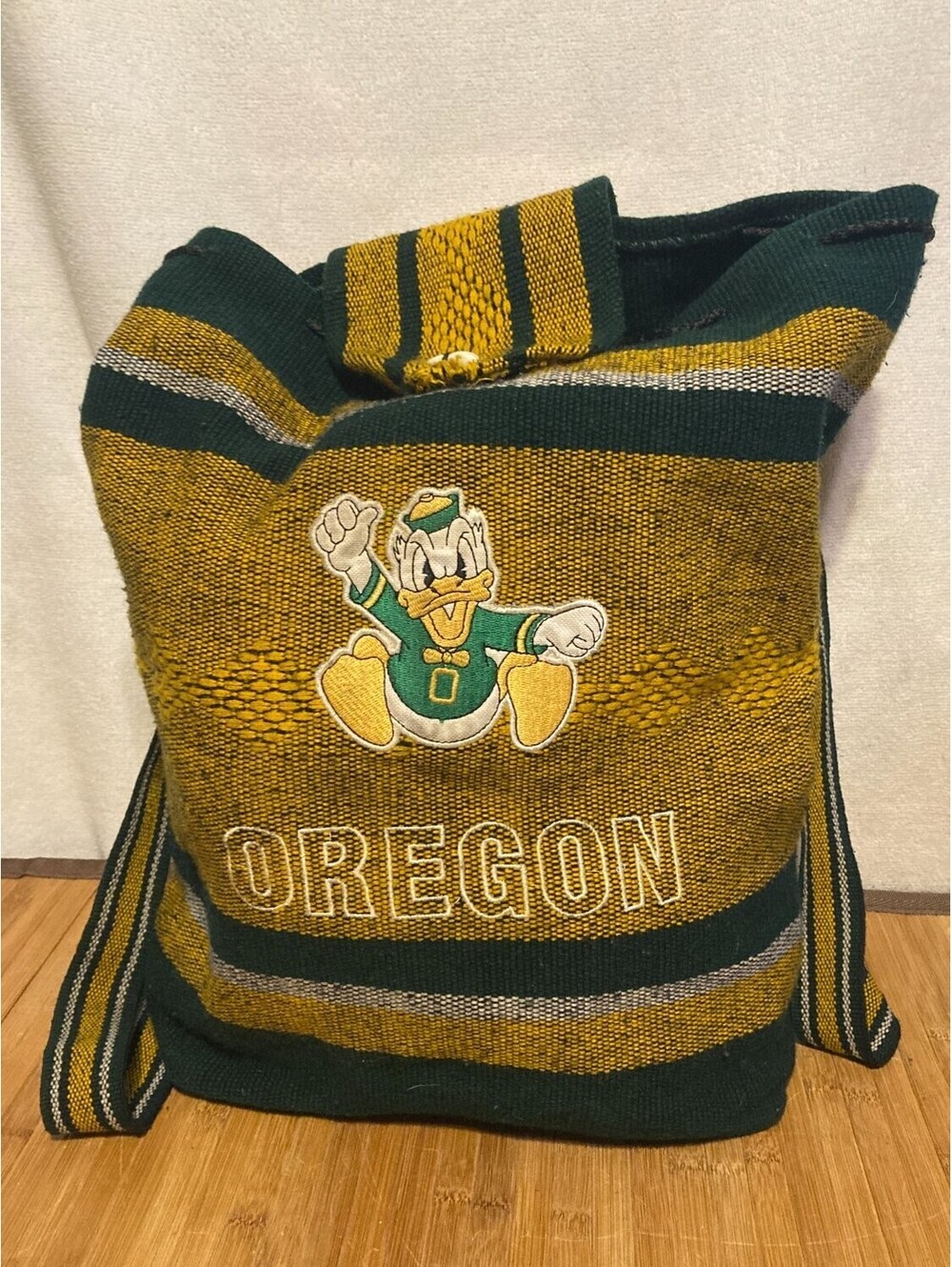 Oregon Ducks Baja Woven Backpack Green Yellow Rucksack Donald Fighting Duck Bag